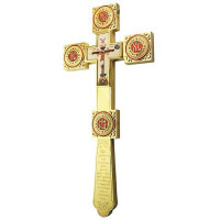 Altar cross made of brass in gilding