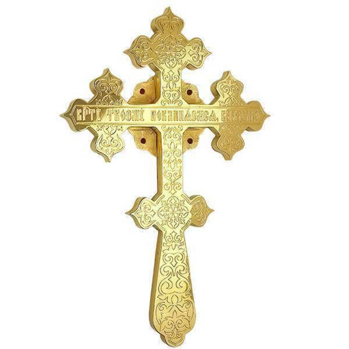 Altar cross gilded brass high-top brass 