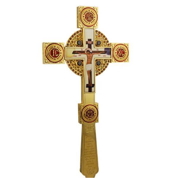 Altar cross gilded brass pectoral 