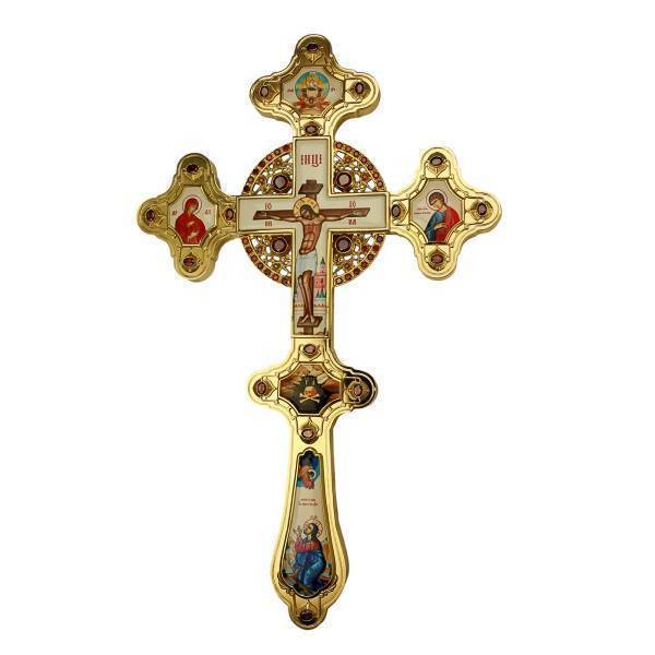 Altar cross gilded brass high-top 