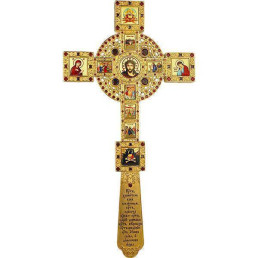 Decorated gilded cross on the altar cross