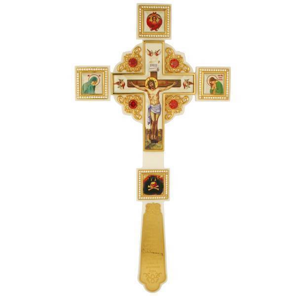 Brass cross with acrylic in gilding