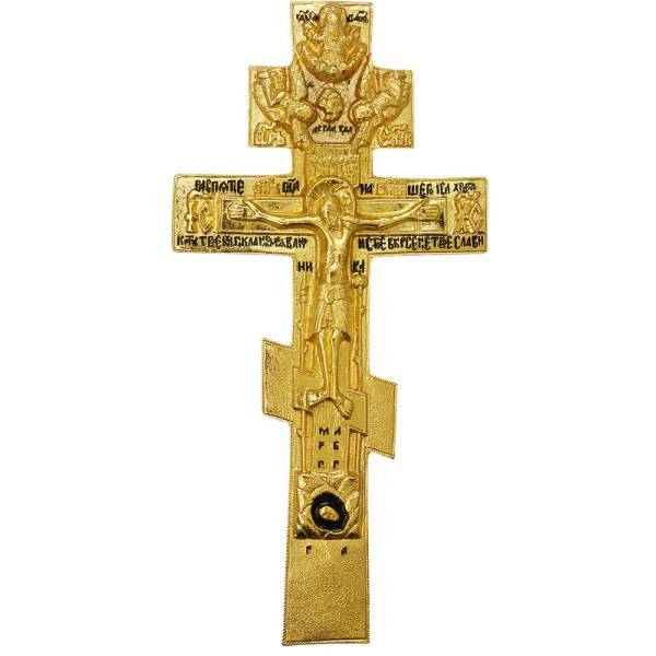 Brass altar cross in gilding with enamel