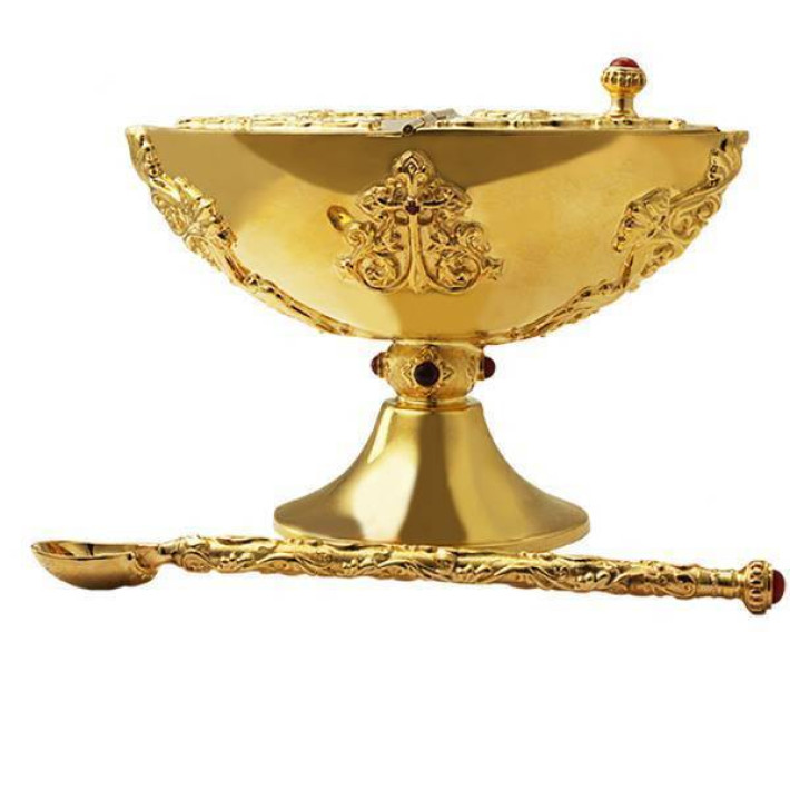 Incense burner with a spoon brass gilded