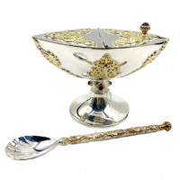Brass Incense holder with a gilded spoon