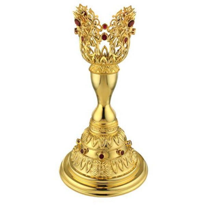 Altar oil lamp made of gilded brass