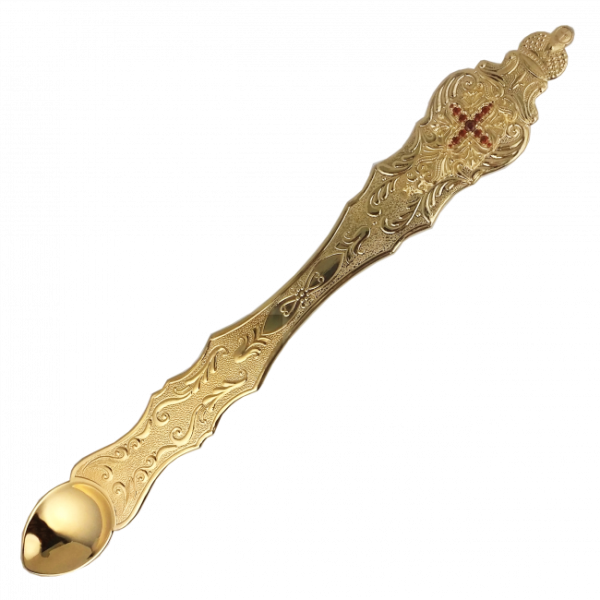 Brass communion spoon in gilding