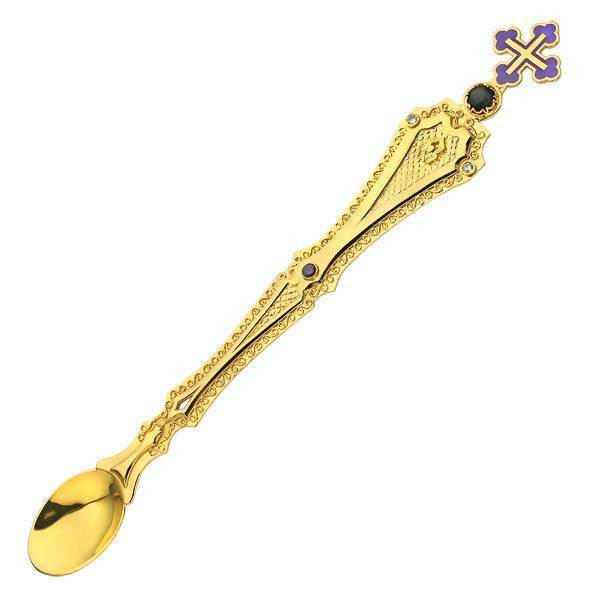 Brass gilded festive communion spoon