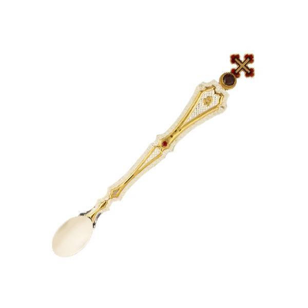 Spoon made of brass in silver plated with gilding