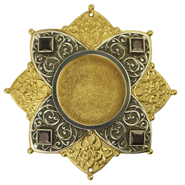 Brass reliquary in gilt with decorations Brass reliquary in gilt with decorations