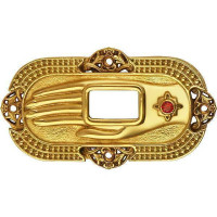 Rectangular brass reliquary in gilding