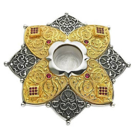 Large reliquary made of brass silver-plated with gilding and cubic zirconia Large reliquary made of brass silver-plated with gilding and cubic zirconia