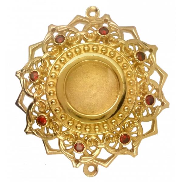 Relikviář s relikviemi z mosazi se zlacením