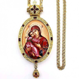 Brass Archiepiscopal Engolpion in gilt with chain
