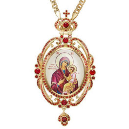 Bishop encolpion panagia in brass in gilding with chain
