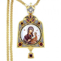 Panagia archijerejska mosaz ve zlacení s řetízkem 