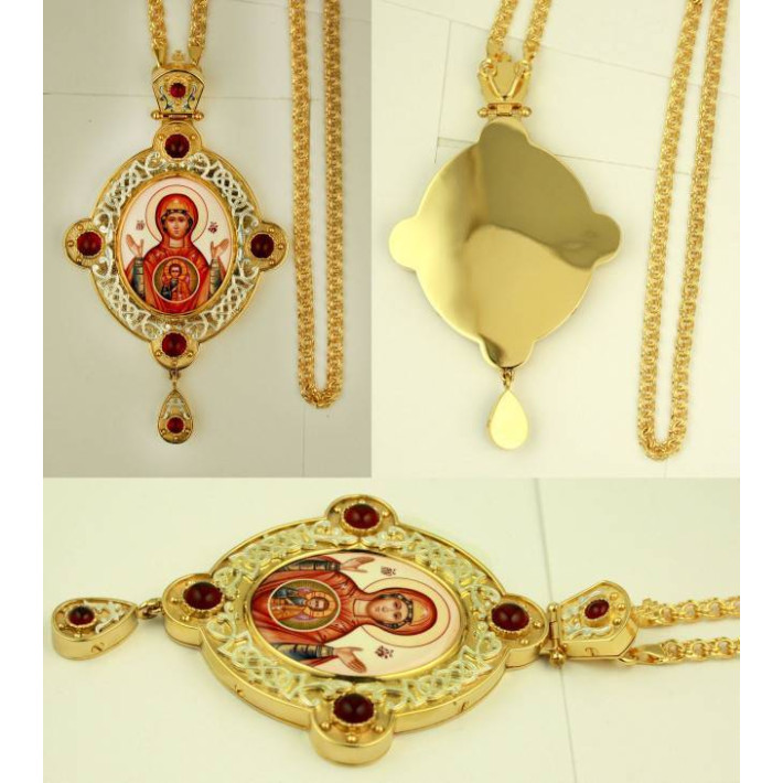 Archbishop Engolpion made of gilded brass with stones and a chain