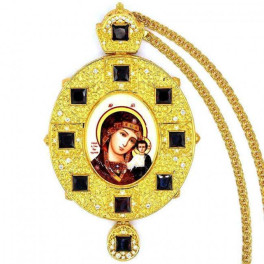 Archiepiscopal Engolpion in brass in gilding with fianites and chain