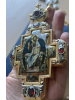 Brass pectoral cross in gilding with print and chain