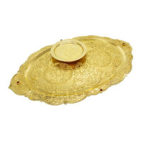 Brass church tray in gilt