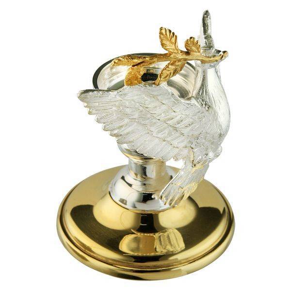 Candlestick “Dove” made of silver-plated brass with gold plating