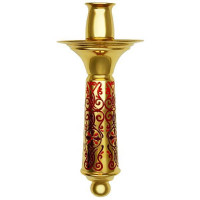 Brass candle holders in gilding with etching Brass candle holders in gilding with etching