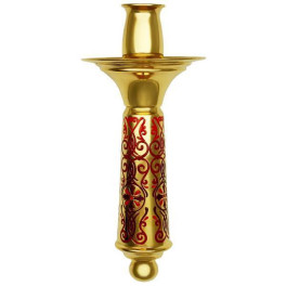 Brass candle holders in gilding with etching Brass candle holders in gilding with etching