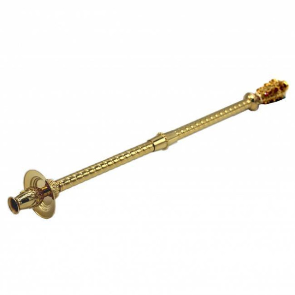 Handheld brass candlestick for a deacon, gilded