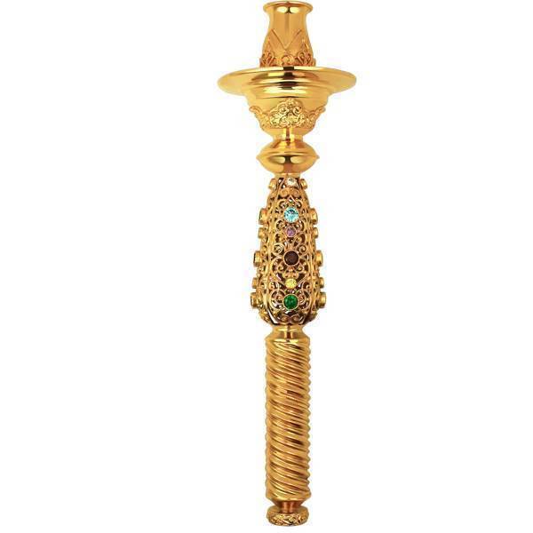 Church candlestick made of brass, gilded