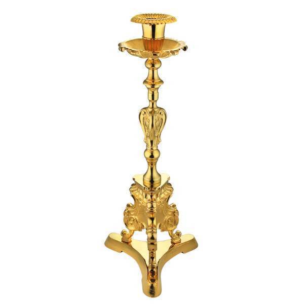 Altar candlestick made of gold-plated brass