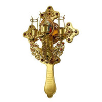 Easter three-candle holder made of brass in gilt Easter three-candle holder made of brass in gilt