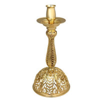 Gilded brass crucifix candlestick