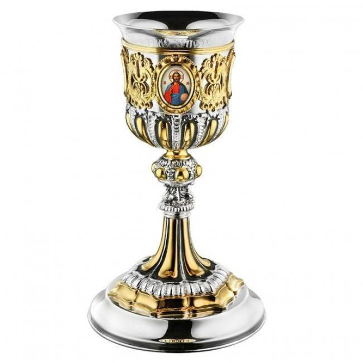 Chalice combined 0.5 liter with removable bowl, prints and fragmentary gilding and oxidizing