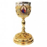 Chalice in gilding with decals and decorations with a capacity of 1,0L