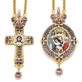 Archbishop's set of brass in gilt with niello and chain