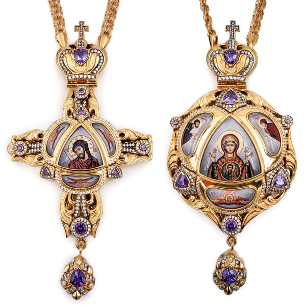 Archbishops set brass set in gilt with niello and chains