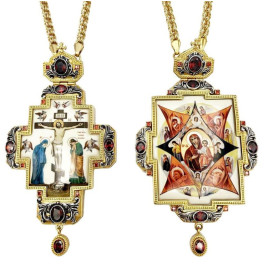 Archbishop's sets in brass in gilt with silver plating and chains