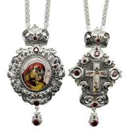 Archbishop's set of brass in silver plating with niello and chains