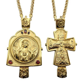 Archbishop's set of brass in silver plating with niello and chains