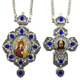 Archbishop's set of brass in silver plating with niello and chains