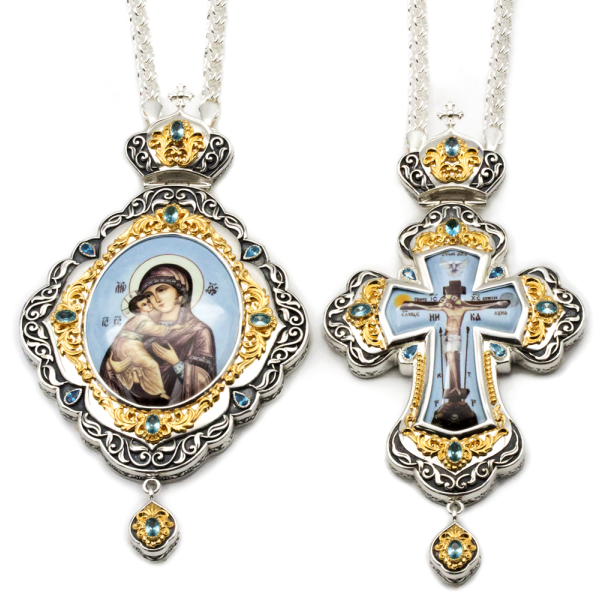 Hierarchical pectoral set in silver-plated with gilding