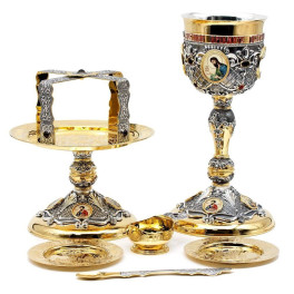 Eucharistická souprava v kombinaci pozlacené a nepozlacené povrchové úpravy