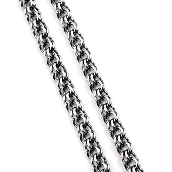 Church chain made of brass in silver plating with blackened finish