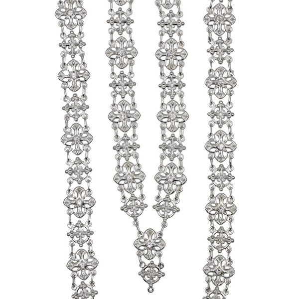 Brass chain for priests with cubic zirconia inserts