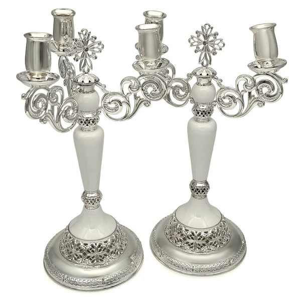 Set for liturgical use made of silver-plated brass with acrylic bases