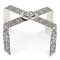 Star made of brass in silver-plated and blackened