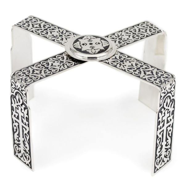 Star made of brass in silver-plated and blackened