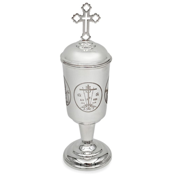 Chalice for anointing of oil made of brass in silver