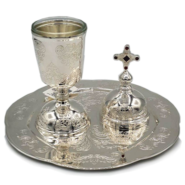 Brass bowl with plate from the anointing set