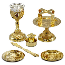 Eucharistický set kombinovaný z pozlacené mosazi